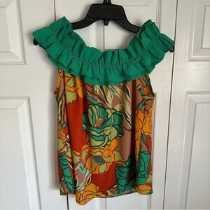 Periwinkle NWT Georgie Double Ruffle Floral Top Womens Sz XS Boho Resort Wear